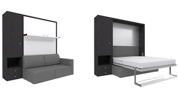 Подъемная кровать Кровать-трансформер Smart (ШЛ+КД 1400), шкаф левый, правый подлокотник в Шахтах