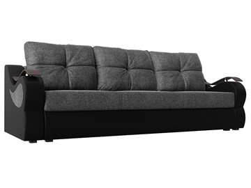 Прямой диван Меркурий еврокнижка, Серый/черный (рогожка/экокожа) в Шахтах
