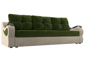 Прямой диван Меркурий еврокнижка, Зеленый/бежевый (микровельвет) в Шахтах