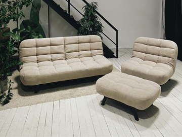 Комплект мебели Абри цвет бежевый диван + кресло +пуф пора металл в Шахтах