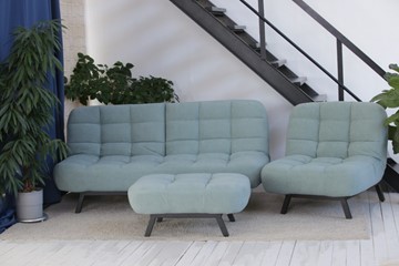 Комплект мебели Абри цвет мята кресло + диван + пуф опора металл в Шахтах