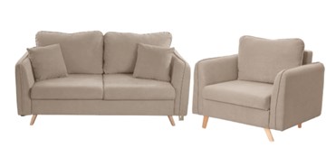 Комплект мебели Бертон бежевый диван+ кресло в Шахтах