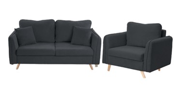 Комплект мебели Бертон графит диван+ кресло в Шахтах