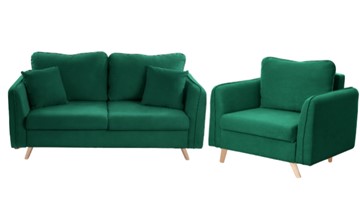 Комплект мебели Бертон изумрудный диван+ кресло в Шахтах