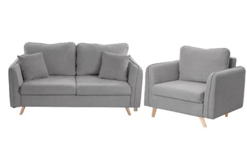 Комплект мебели Бертон серый диван+ кресло в Шахтах