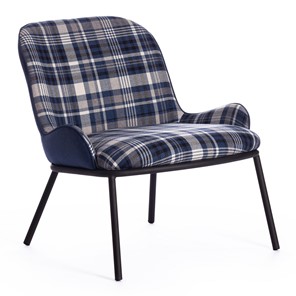 Кресло DUKEN (mod. 0179322) металл/ткань, 79х59х66 см, синий/синяя шотландка/черный в Шахтах