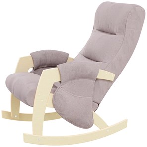Кресло-качалка ЭЛИТ с карманами Джанни (каркас дуб, сиденье серо-розовое) в Шахтах