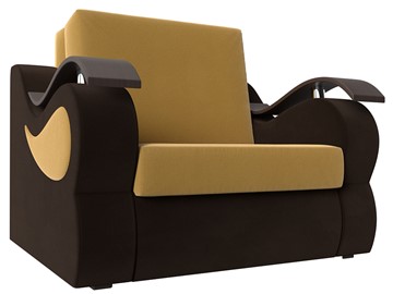 Раскладное кресло Меркурий (60), Желтый\коричневый (Микровельвет\Экокожа) в Шахтах