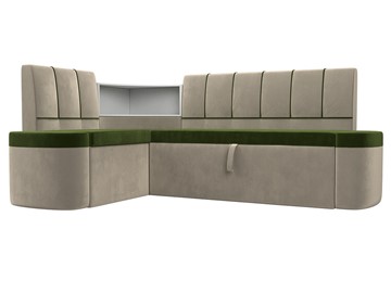 Раскладной кухонный диван Тефида, Зеленый\Бежевый (Микровельвет) в Таганроге