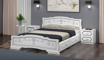 Кровать с выкатными ящиками Карина-6 (Белый Жемчуг) 140х200 в Шахтах