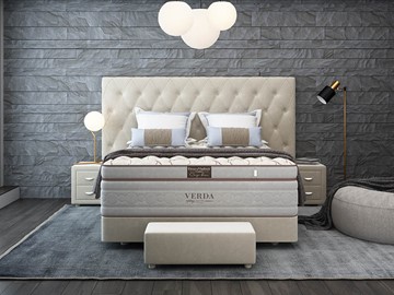 Кровать двуспальная Luxe/Podium M 160х200, Флок (Велсофт Бежевый) в Шахтах