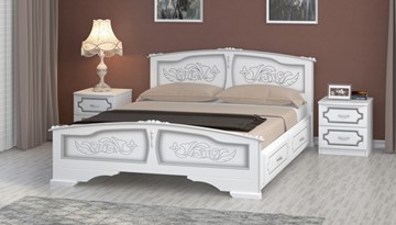 Кровать с выкатными ящиками Елена (Белый Жемчуг) 160х200 в Батайске