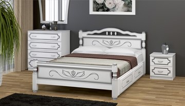 Кровать с выкатными ящиками Карина-5 (Белый Жемчуг) 160х200 в Батайске