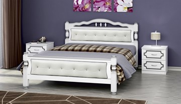 Двуспальная кровать Карина-11 (Белый Жемчуг, светлая обивка) 160х200 в Шахтах
