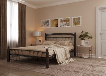 Кровать 1.5-спальная Муза 1, 1400, черный/шоколад в Батайске