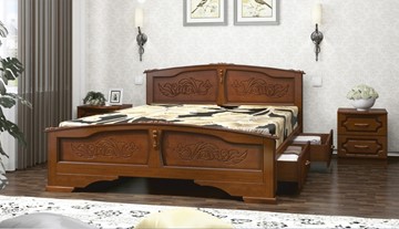 Кровать с выкатными ящиками Елена (Орех) 140х200 в Таганроге