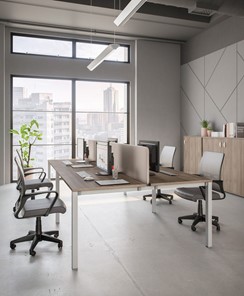 Офисный набор мебели Комфорт КФ (дуб шамони темный) на белом металокаркасе в Шахтах
