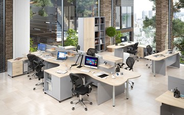 Офисный набор мебели OFFIX-NEW для 4 сотрудников с двумя шкафами в Шахтах