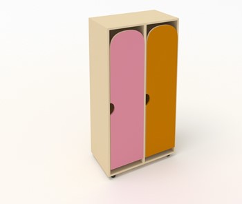 Детский двухдверный шкаф ШГ2 Беж+Оранжевый+Розовый в Шахтах