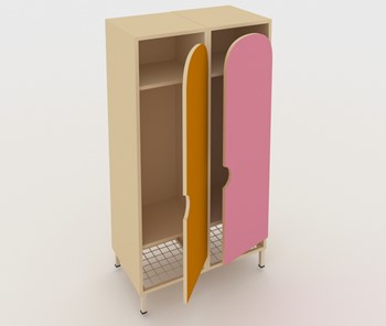 Распашной детский шкаф ШГС2 Беж + Розовый+Оражневый в Шахтах