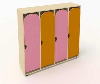 Распашной детский шкаф ШГ4У Беж+Оранжевый+Розовый в Шахтах