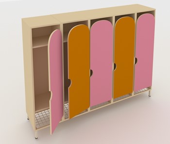Шкаф детский распашной ШГС5 Беж +Оранжевый + Розовый в Шахтах