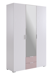 Шкаф трехдверный с ящиками Зефир 109.02 (белое дерево/пудра розовая (эмаль)) в Шахтах
