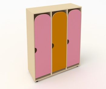 Распашной детский шкаф ШГ3 Беж+Розовый+Оранжевый в Шахтах