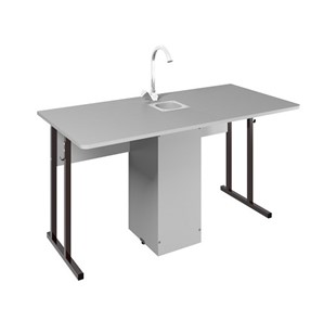 Детский стол 2-местный для кабинета химии Стандарт 5, Пластик Серый/Коричневый в Каменск-Шахтинском