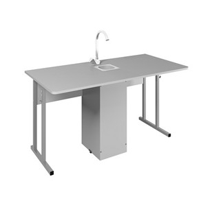 Детский стол 2-местный для кабинета химии Стандарт 6, Пластик Серый/Светло-серый в Шахтах