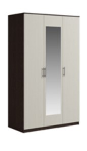 Шкаф 3 двери Светлана, с зеркалом, венге/дуб молочный в Батайске