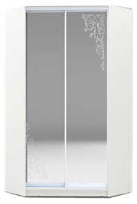 Шкаф 2200х1103, ХИТ У-22-4-66-09, Орнамент, 2 зеркала, белая шагрень в Таганроге