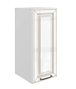 Кухонный шкаф Атланта L300 Н720 (1 дв. гл.) эмаль (белый/белый глянец патина золото) в Шахтах