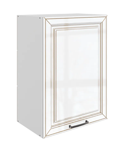 Навесной кухонный шкаф Атланта L500 Н720 (1 дв. гл.) эмаль (белый/белый глянец патина золото) в Шахтах