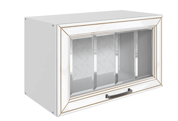 Кухонный шкаф Атланта L600 Н360 (1 дв. рам.) эмаль (белый/белый глянец патина золото) в Батайске