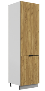 Шкаф-пенал Стоун L600 под холодильник (2 дв.гл.) (белый/акация светлая) в Шахтах