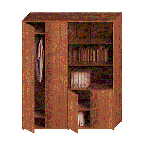 Шкаф в офис комбинированный Престиж, одежда/стекло, темный орех, 175x46x203, Исп.60 в Шахтах