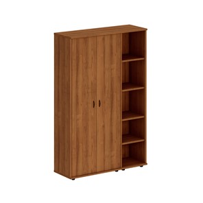 Шкаф комбинированный высокий Престиж, закрытый/стеллаж узкий, темный орех, 133x46x203, Исп.37 в Батайске