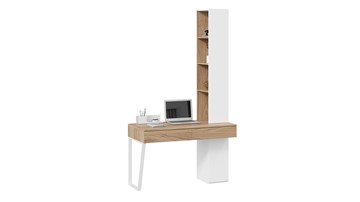 Компьютерный стол со шкафом комбинированным Порто СМ-393.15.012 (Белый жемчуг/Яблоня беллуно/Белый софт) в Шахтах