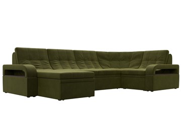 П-образный диван Лига-035, Зеленый (Микровельвет) в Батайске