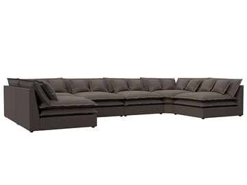 Большой П-образный диван Лига-040, Амур коричневый (рогожка) в Таганроге