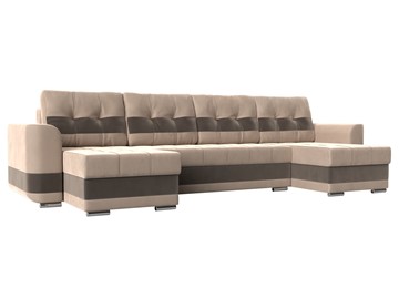П-образный диван Честер, Бежевый/коричневый (велюр) в Шахтах