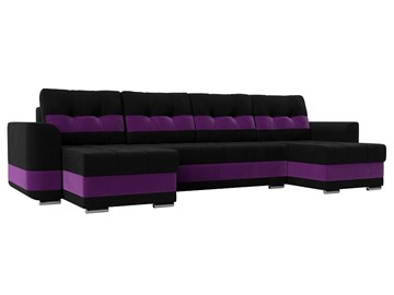 П-образный диван Честер, Черный/фиолетовый (вельвет) в Шахтах
