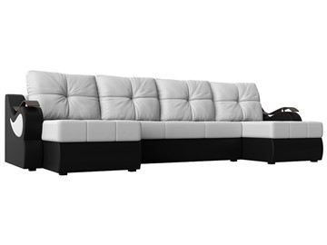 П-образный диван Меркурий П, Белый/черный (экокожа) в Шахтах