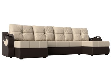 П-образный диван Меркурий П, Бежевый/коричневый (экокожа) в Шахтах