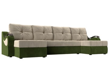 П-образный диван Меркурий П, Бежевый/зеленый (вельвет) в Шахтах