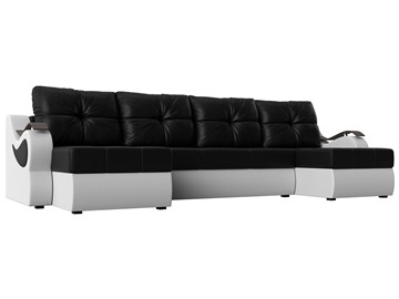 П-образный диван Меркурий П, Черный/белый (экокожа) в Шахтах