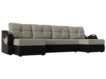 П-образный диван Меркурий П, Корфу 02 (рогожка)/черный (экокожа) в Шахтах