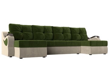 П-образный диван Меркурий П, Зеленый/бежевый (вельвет) в Шахтах