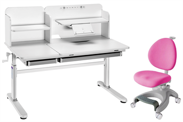 Комплект парта + кресло Iris II Grey + Cielo Pink + чехол для кресла в подарок в Ростове-на-Дону